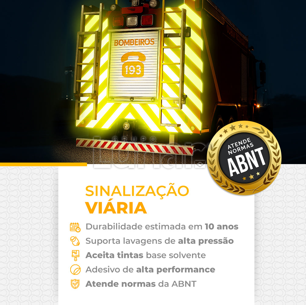 Fita Adesiva Refletiva Prismática Normativa Alta Intensidade - 05 cm de Largura