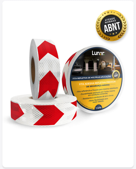 Fita Adesiva Refletiva Prismática Normativa - Setas Vermelhas e Brancas  - 05 cm de Largura