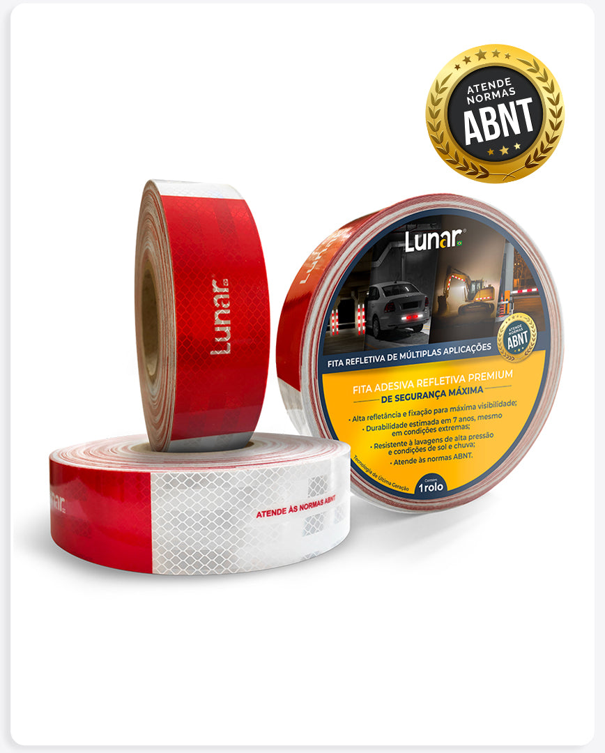 Faixa Adesiva Refletiva Prismática Vermelha e Prata - 05 cm de Largura